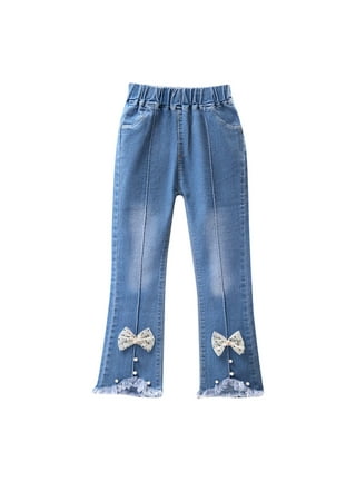 CHICTRY Girls Flared Jeans Casual Bell Bottom Denim Pants,Sizes 5-14 Blue  7-8 