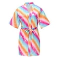 thumbnail image 1 of Utoimkio Girls Satin Floral Kimono Robe Colorful Rainbow Girl Bath Robes Spa Robes for Wedding Birthday Party Bridal Sleepwear Bathrobes for Girls 2-11 Years, 1 of 9