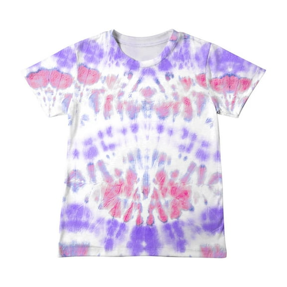 Utoimkio Girls Tie Dye Short Sleeve T-shirts Casual Loose Crewneck T Shirts Summer Short Sleeve Tee Tops