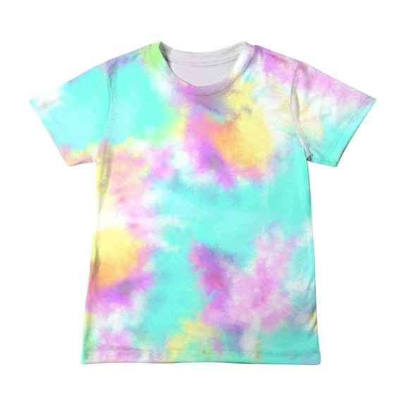 Utoimkio Girls Tie Dye Short Sleeve T-shirts Casual Loose Crewneck T Shirts Summer Short Sleeve Tee Tops