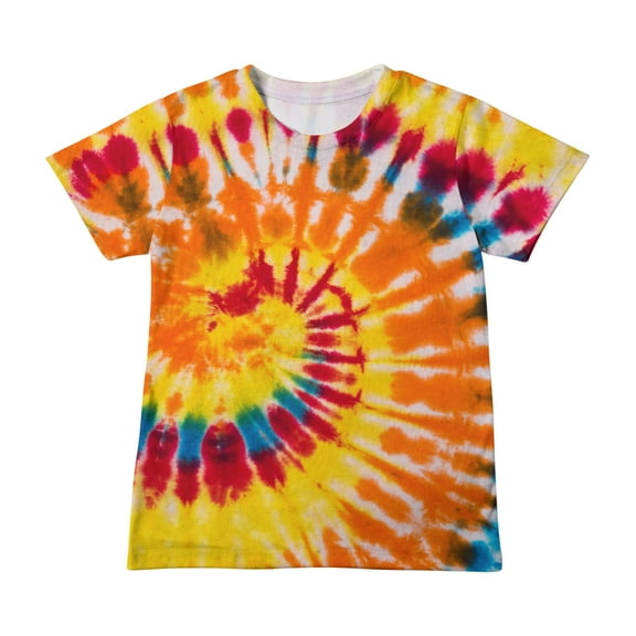 Utoimkio Girls Tie Dye Short Sleeve T-shirts Casual Loose Crewneck T Shirts Summer Short Sleeve Tee Tops