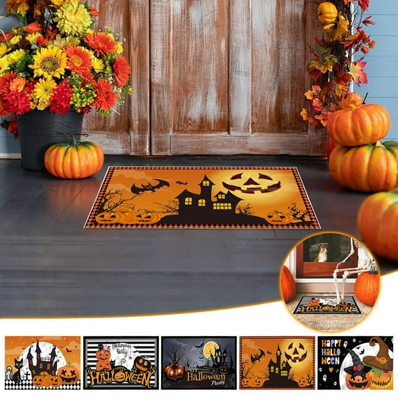 Utoimkio Halloween Door Mats 15.7x23.6Inch Halloween Welcome Doormats Non-slip Entrance Floor Door Rug for Home Kitchen Front Door Halloween Decorations