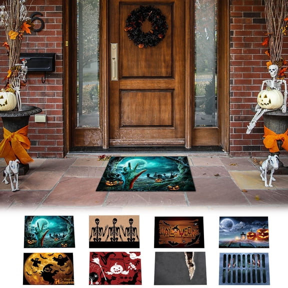 Utoimkio Halloween Door Mats 15.7x23.6Inch Halloween Welcome Doormats Non-slip Entrance Floor Door Rug for Home Kitchen Front Door Halloween Decorations