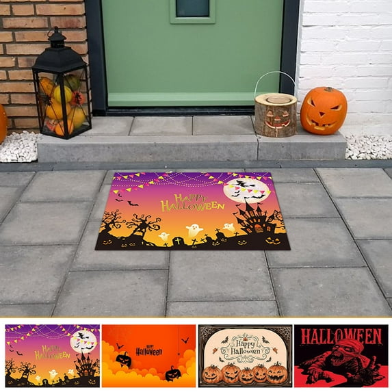 Utoimkio Halloween Door Mats 15.7x23.6Inch Halloween Welcome Doormats Non-slip Entrance Floor Door Rug for Home Kitchen Front Door Halloween Decorations
