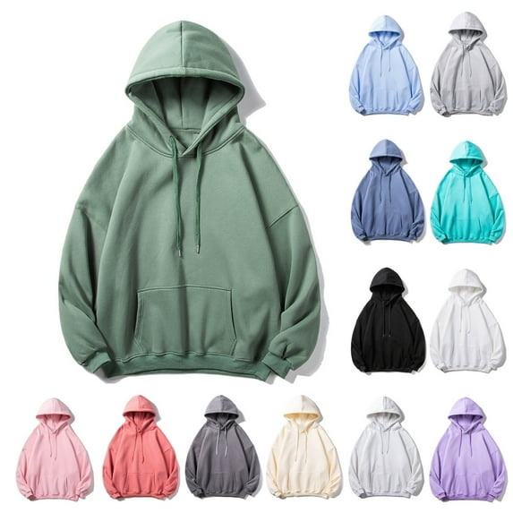 Utoimkio Hoodies for Men Casual Crewneck Pullover Sweatshirts Long Sleeve Hooded Sweatshirts Lightweight Loose Fit Drawstring Pullover Blouses with Pocket
