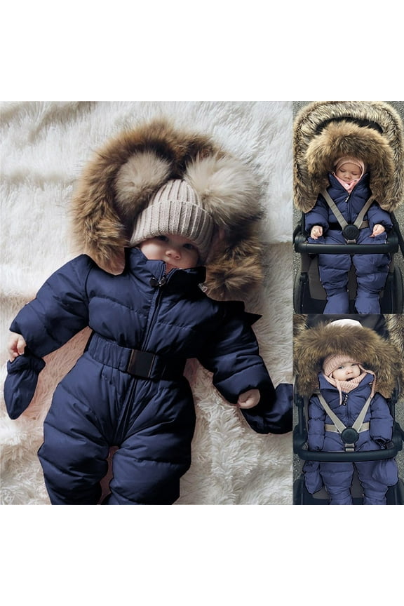 Infant Baby Boy Girl Hooded Jacket Winter Snowsuit Winter Thicken Warm Coat Winter Outwear Outfit for Kids Size 3-24M