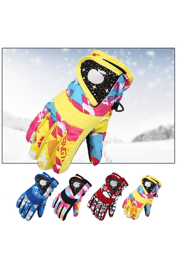 Kids Ski Gloves Waterproof Winter Snow Gloves Thicken Warm Windproof Warm Winter Gloves for Cold Weather,Thermal Snowboarding Gloves for Boys Girls 3-5 Years