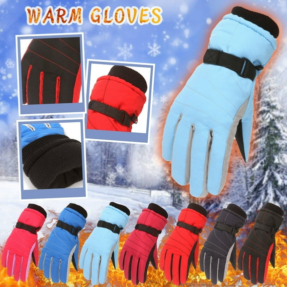 Utoimkio Kids Ski Gloves Waterproof Winter Snow Gloves Thicken Warm Windproof Warm Winter Gloves for Cold Weather,Thermal Snowboarding Gloves for Boys Girls