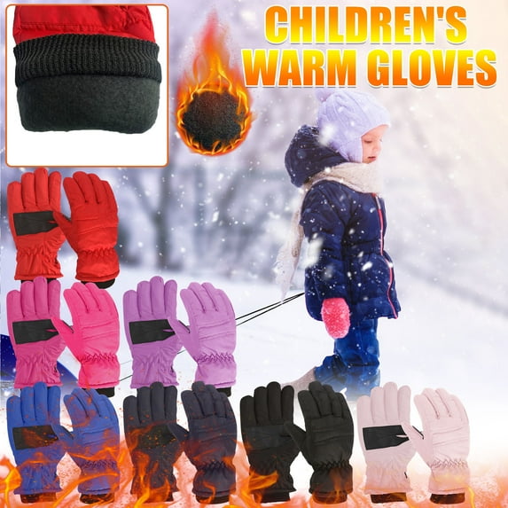 Utoimkio Kids Ski Gloves Waterproof Winter Snow Gloves Thicken Warm Windproof Warm Winter Gloves for Cold Weather,Thermal Snowboarding Gloves for Boys Girls