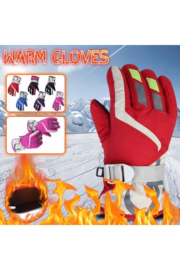 Kids Ski Gloves Waterproof Winter Snow Gloves Thicken Warm Windproof Warm Winter Gloves for Cold Weather,Thermal Snowboarding Gloves for Boys Girls