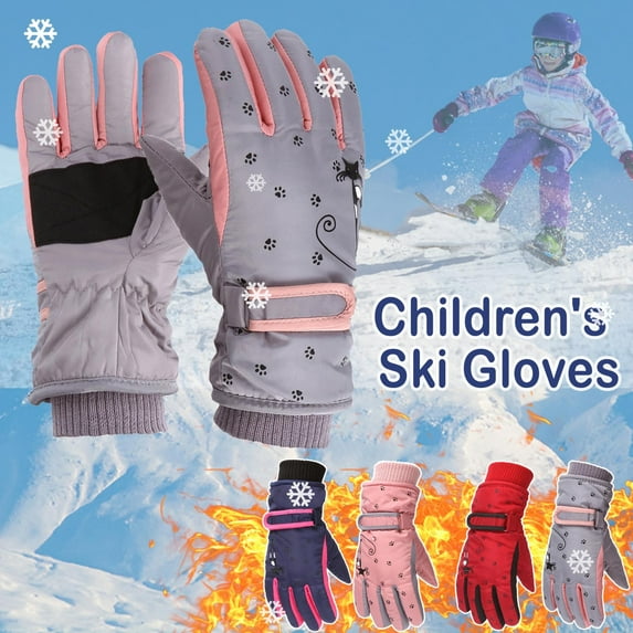 Utoimkio Kids Ski Gloves Waterproof Winter Snow Gloves Thicken Warm Windproof Warm Winter Gloves for Cold Weather,Thermal Snowboarding Gloves for Boys Girls