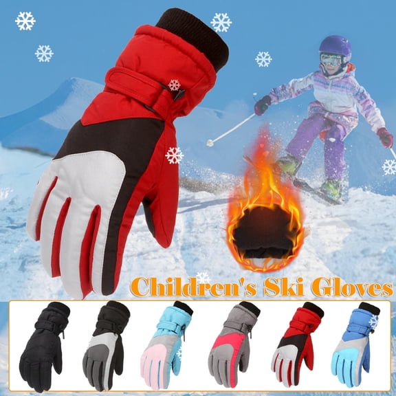 Utoimkio Kids Ski Gloves Waterproof Winter Snow Gloves Thicken Warm Windproof Warm Winter Gloves for Cold Weather,Thermal Snowboarding Gloves for Boys Girls