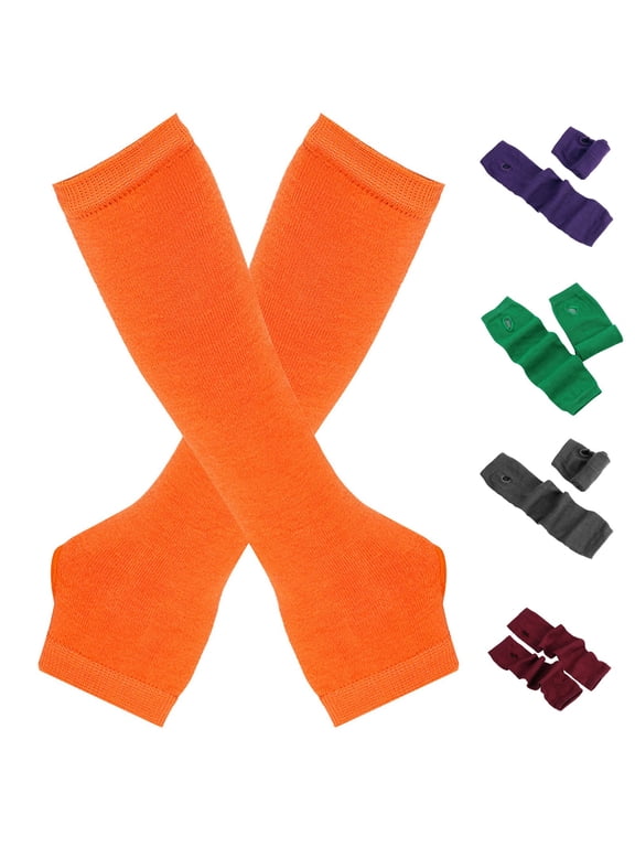 Knitted Arm Warmers Gloves Winter Long Fingerless Gloves Thumb Hole Gloves Mittens for Women and Men