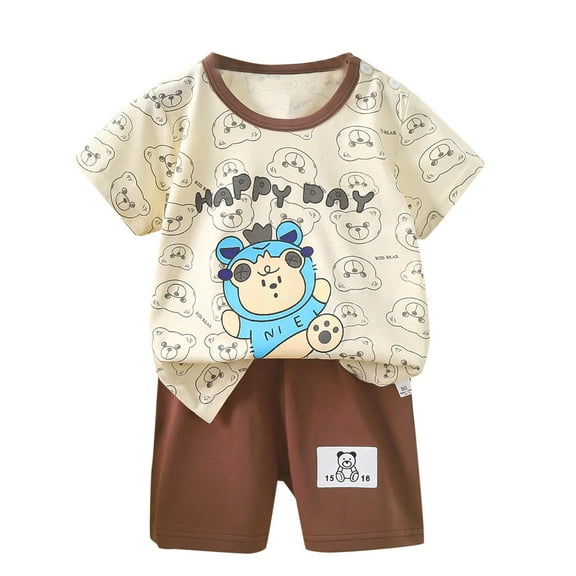 Utoimkio Little Boy Girls Summer Clothes Cute Short Sleeve Tops and Shorts Set Toddler Summer Outfits