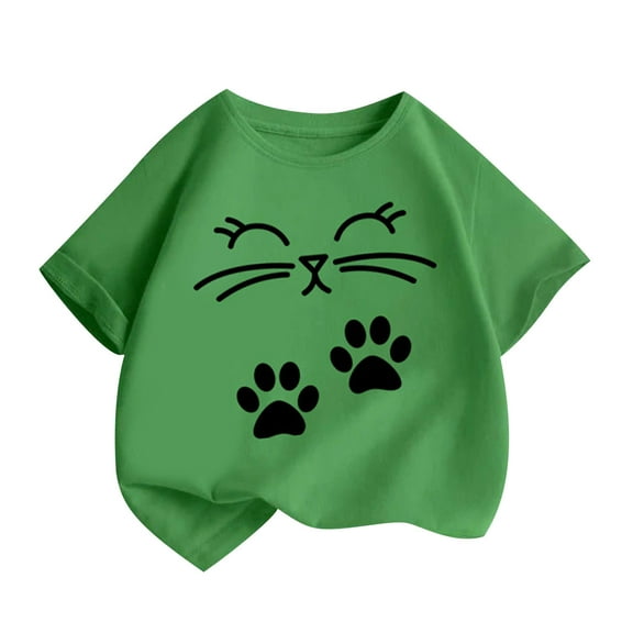 Utoimkio Little Boy Girls T-Shirts Kids Short Sleeve Crewneck Tees Cute Print Casual Tops Size 2-14T