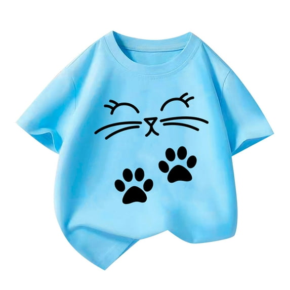 Utoimkio Little Boy Girls T-Shirts Kids Short Sleeve Crewneck Tees Cute Print Casual Tops Size 2-14T
