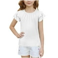 thumbnail image 1 of Utoimkio Little Girls T-Shirts Kids Ruffle Sleeve Crewneck Tees Cute Print Casual Tops for Girls 5-13 Years, 1 of 6