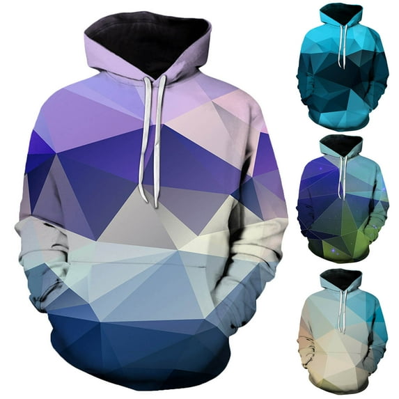 Utoimkio Men's 3D Digital Print Hoodies Pullover Sweatshirts for Men Long Sleeve Crewneck Sweatshirts Casual Loose Pullover Blouse Tops for Men with Pockets