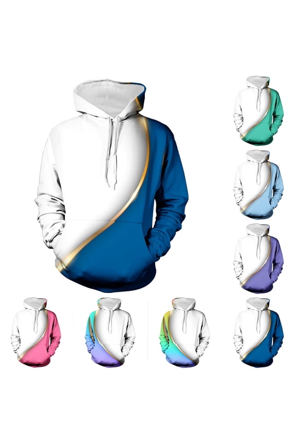 Men's 3D Digital Print Hoodies Pullover Sweatshirts for Men Long Sleeve Crewneck Sweatshirts Casual Loose Pullover Blouse Tops for Men with Pockets