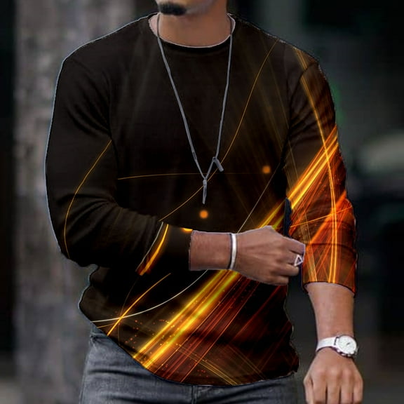 Utoimkio Men's 3D Print Pullover Sweatshirts Long Sleeve Crewneck Sweatshirts Lightweight Loose Fit Crewneck Pullover Blouse Tops