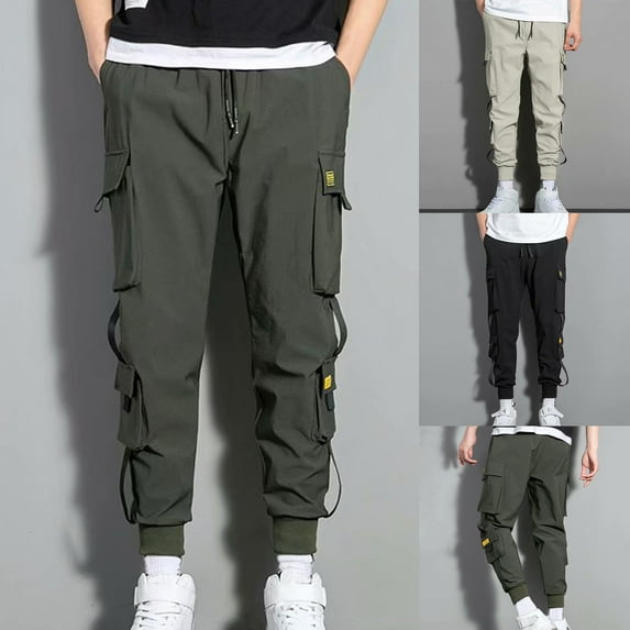 Utoimkio Men's Cargo Pants Lightweight Loose Fit Jogger Pants Casual Outdoor Hiking Pants Cargo Sweatpants with Pockets