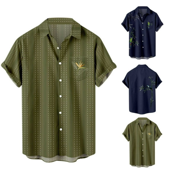 Utoimkio Men's Casual Hawaiian Shirts Short Sleeve Button Down T Shirts Summer Tropical Beach Floral Shirts