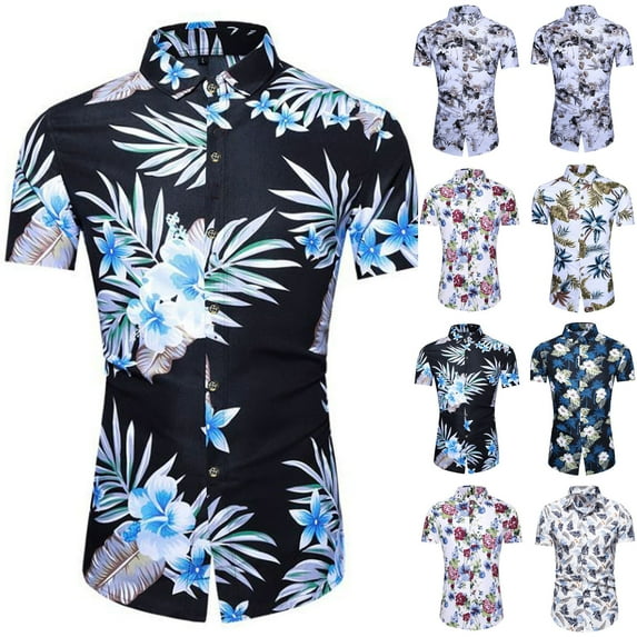 Utoimkio Men's Casual Hawaiian Shirts Short Sleeve Button Down T Shirts Summer Tropical Beach Shirts