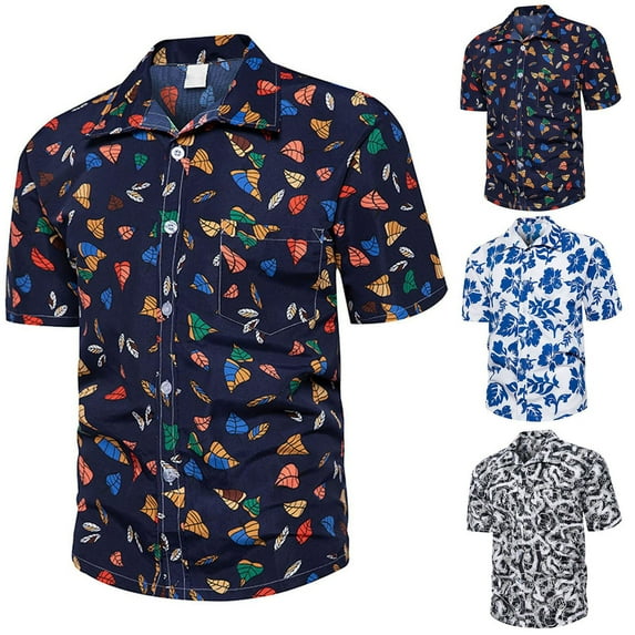 Utoimkio Men's Casual Hawaiian Shirts Short Sleeve Button Down T Shirts Summer Tropical Beach Shirts