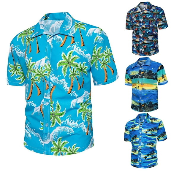 Utoimkio Men's Casual Hawaiian Shirts Short Sleeve Button Down T Shirts Summer Tropical Beach Shirts