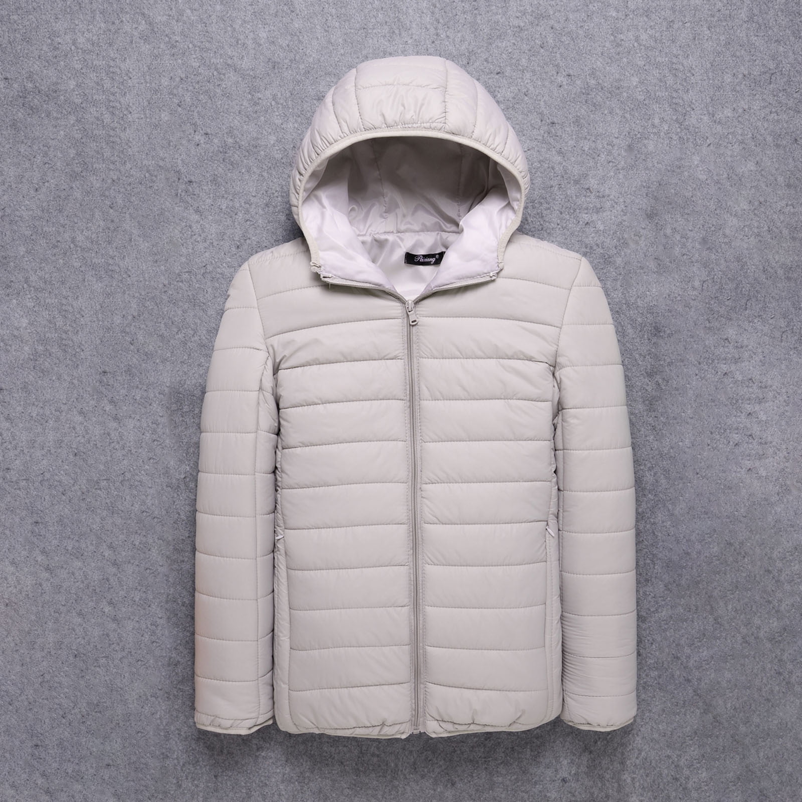 Men's Mid-Length Quilted Hooded Coat with Stylish Zip Closure - Perfect for Winter Fashion