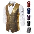 thumbnail image 1 of Utoimkio Men's Casual Sequins Button Down Vest Jackets Sleeveless V Neck Vest Party Costumes, 1 of 5