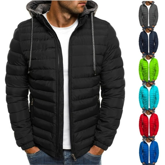 Utoimkio Men's Casual Warm Hooded Jacket Long Sleeve Full Zipper Coat Hoodies Fall Winter Outwear with Pockets