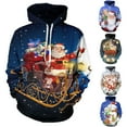 thumbnail image 1 of Utoimkio Men's Christmas Hooded Sweatshirts Pullover Long Sleeve Santa Claus Print Hoodie Pullover Sweaters Casual Crewneck Sweatshirts Christmas Pullover Tops for Men with Pockets, 1 of 3