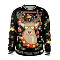 thumbnail image 1 of Utoimkio Men's Christmas Pullover Sweatshirts Long Sleeve Cute Elk Print Crewneck Sweatshirts Lightweight Loose Fit Crewneck Christmas Pullover Blouse Tops, 1 of 3
