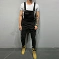thumbnail image 1 of Utoimkio Men's Denim Bib Overalls Relaxed Fit Sleeveless Denim Jumpsuit for Men Square Collar Straight Leg Jumpsuit Rompers with Pockets, 1 of 9