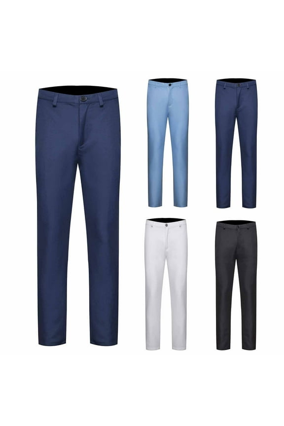 Men's Dress Pants Regular Fit Formal Business Checked Trousers with Pockets