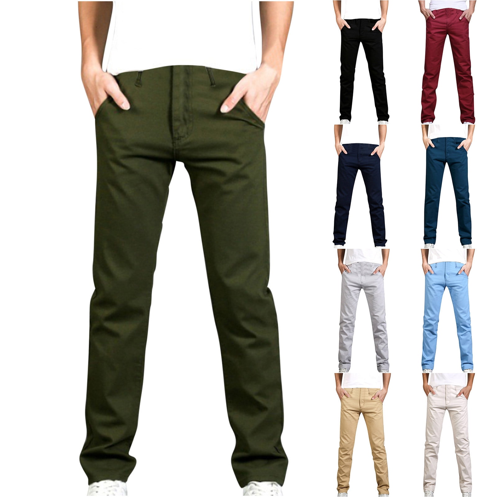 Utoimkio Men's Elastic Waist Jeans Relaxed Fit Denim Pants with Zipper