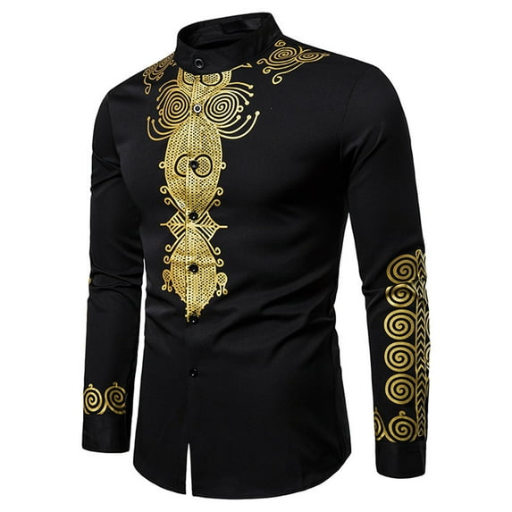 Utoimkio Men's Floral Dress Shirts Long Sleeve Casual Shirts Floral Embroidery Print Button Down Retro Shirt S-XXL