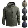 thumbnail image 1 of Utoimkio Men's Lightweight Hooded Windbreaker Thin Long Sleeve Bomber Jackets Casual Fall Winter Outwear Hooded Coats for Men, 1 of 4