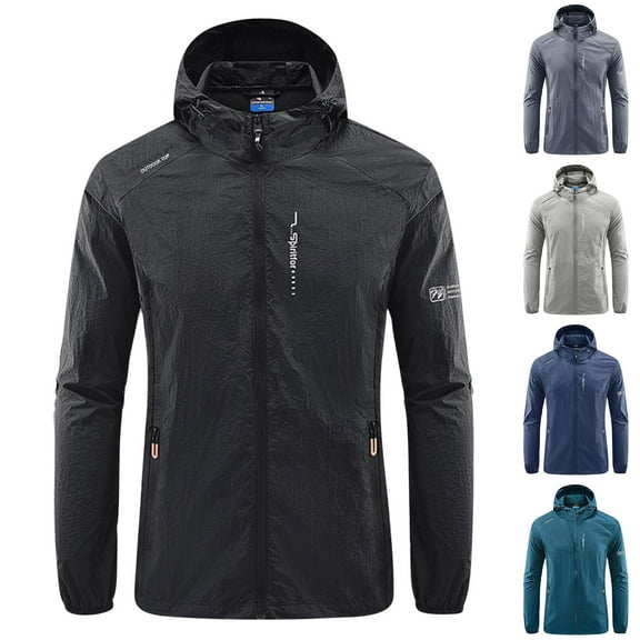Utoimkio Men's Lightweight Hooded Windbreaker Thin Long Sleeve Bomber Jackets Casual Loose Fit Fall Winter Outwear Hooded Coats for Men