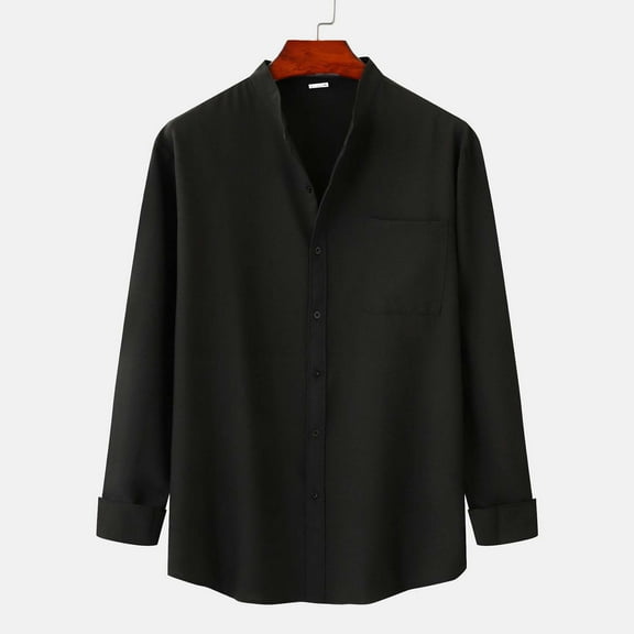 Utoimkio Men's Linen Shirts Casual Lightweight Long Sleeve Button Down Turndown Collar Dress Shirts Summer Casual Loose Fit Beach Tops