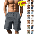 thumbnail image 1 of Utoimkio Men's Linen Shorts Casual Summer Beach Shorts Elastic Waist Drawstring Lounge Pants with Pockets Size S-5XL, 1 of 7