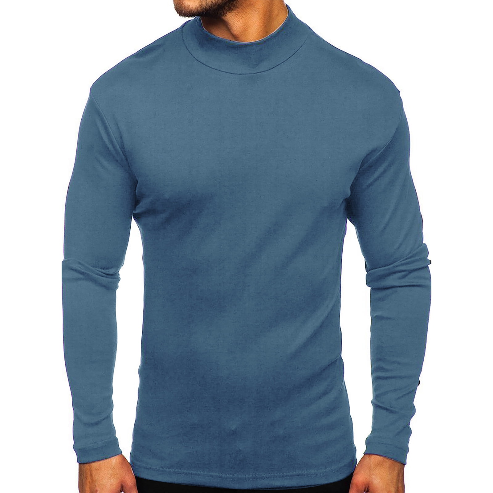 Utoimkio Men's Mock Turtleneck TShirts Long Sleeve Crewneck Pullover Sweater Basic Designed