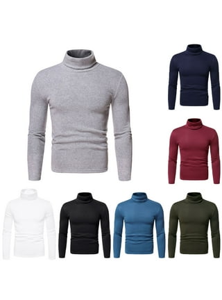 Slim Fit Turtleneck Sweater for Men Knit Thermal Turtle Neck