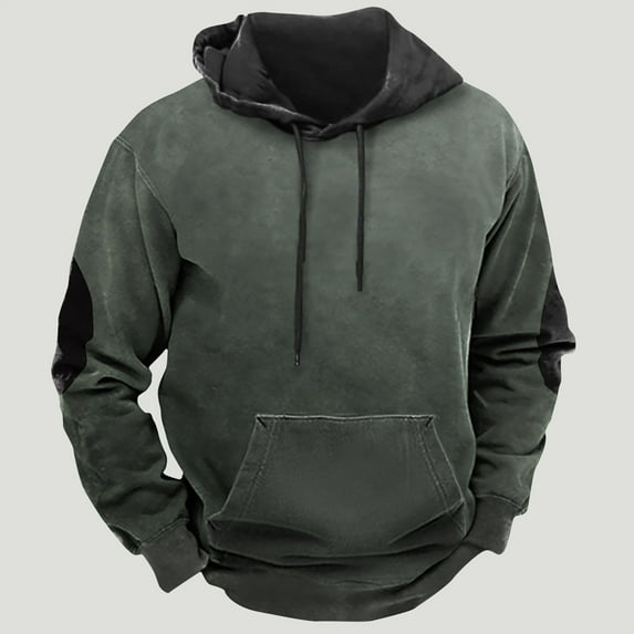 Utoimkio Men's Pullover Hoodies Long Sleeve Drawstring Casual Print Hooded Sweatshirts Lightweight Loose Fit Crewneck Pullover Sweatshirts with Pockets