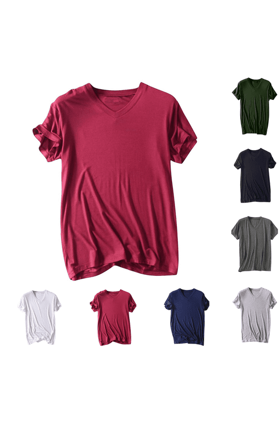 Men's Short Sleeve Nightshirts Sleepwear Lightweight Breathable Nightgowns Summer V Neck Cooling Sleep Shirts Size L-5XL