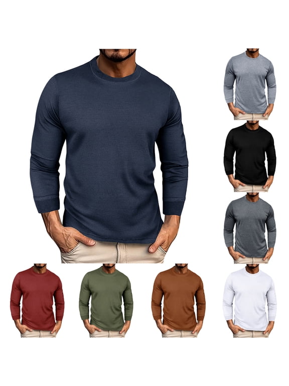 Men's Slim Fit Basic Undershirts Thermal Underwear Long Sleeve Crewneck Pullover Compression Shirts Basic Designed Pullover T-Shirts
