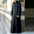 thumbnail image 1 of Utoimkio Men's Solid Muslim Robes Button Up Long Sleeve Kaftan Thobe Robe Splits Long Gown Casual Shirt Dress, 1 of 8