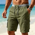 thumbnail image 1 of Utoimkio Men's Striped Elastic Waist Drawstring Cargo Shorts,Multi Side Flap Pocket Lightweight Casual Knee Length Outdoor Work Shorts, 1 of 5