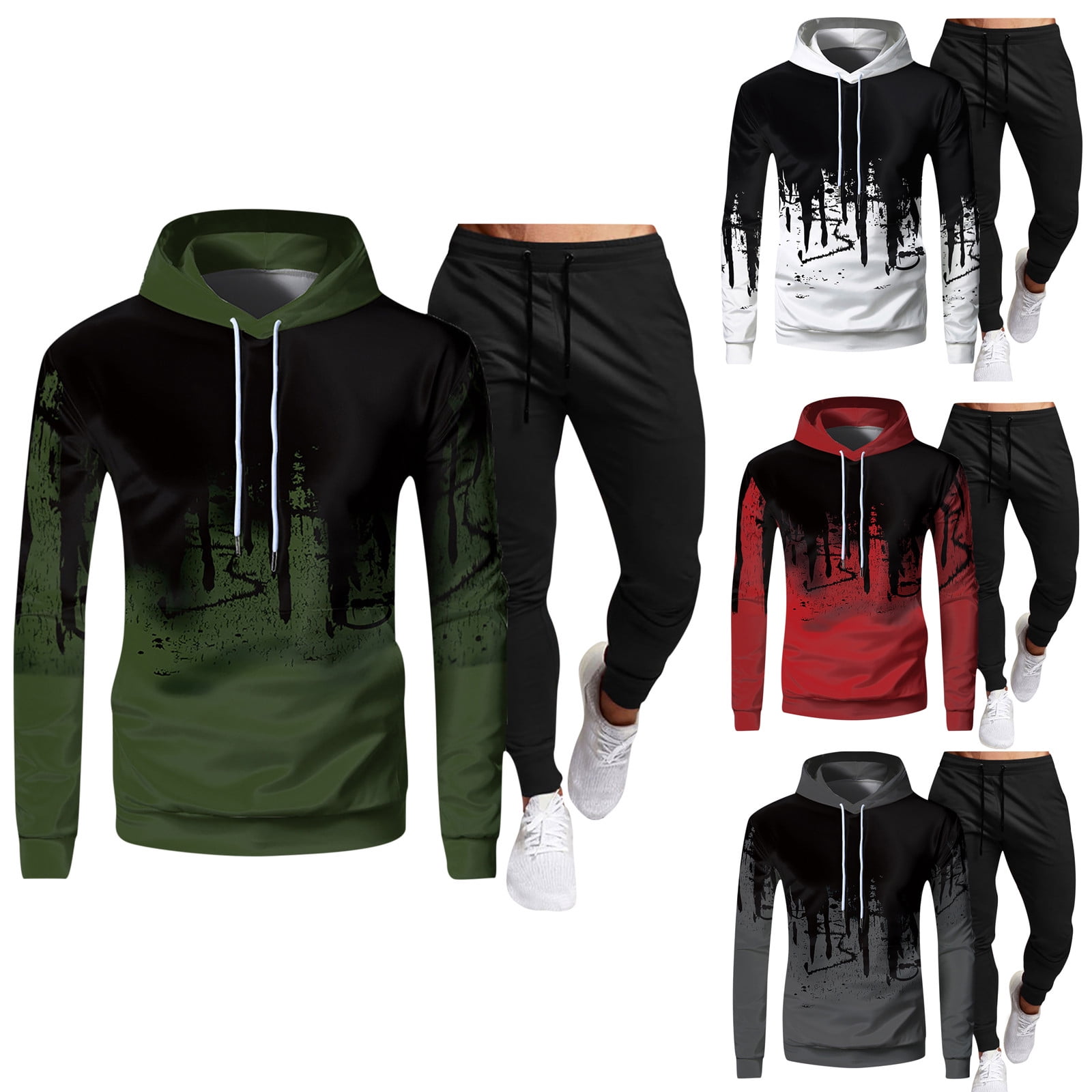 Utoimkio Men's Tracksuit 2 Piece Autumn Winter Casual Hooded Athletic